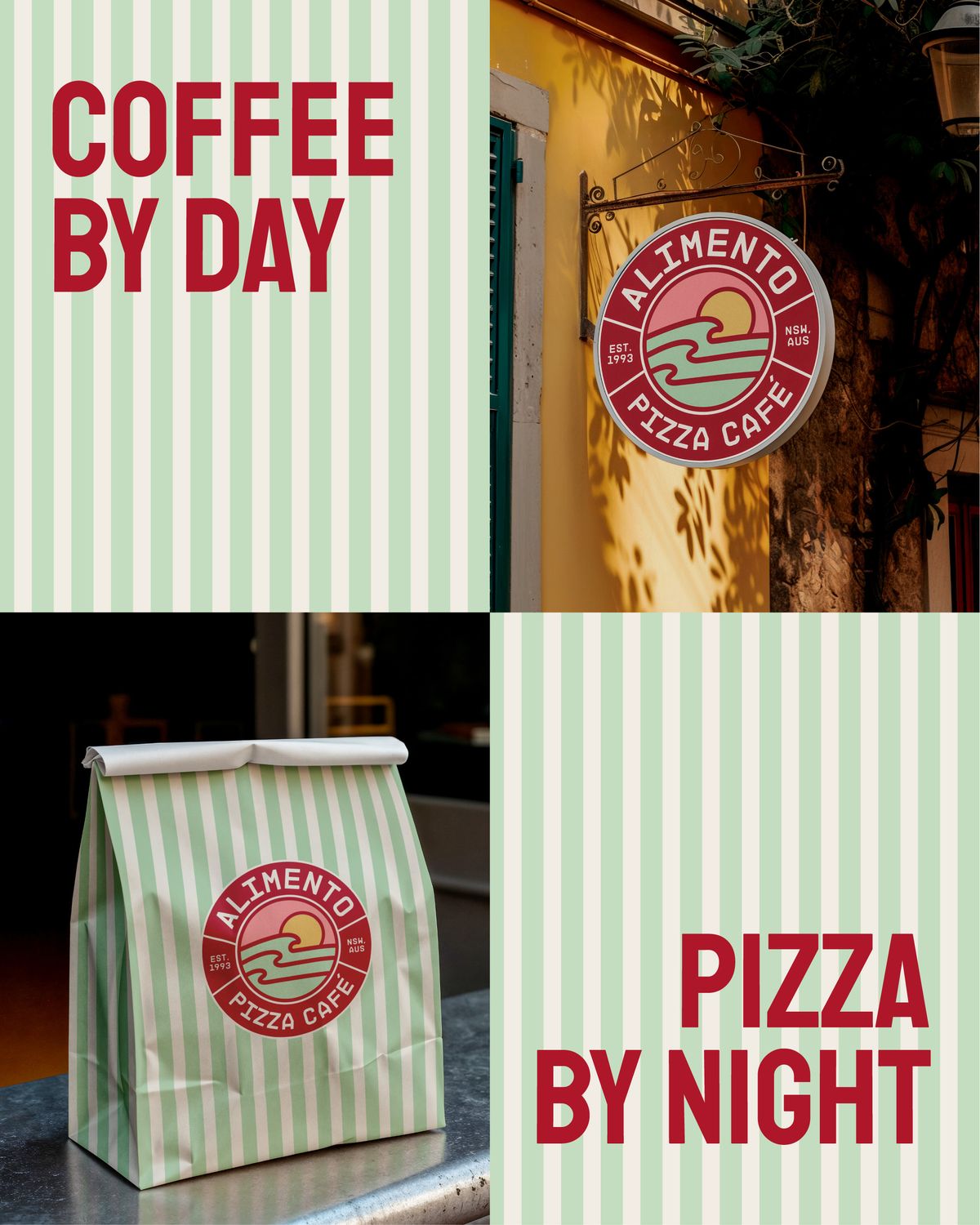 Coffee by day, pizza by night campaign layout