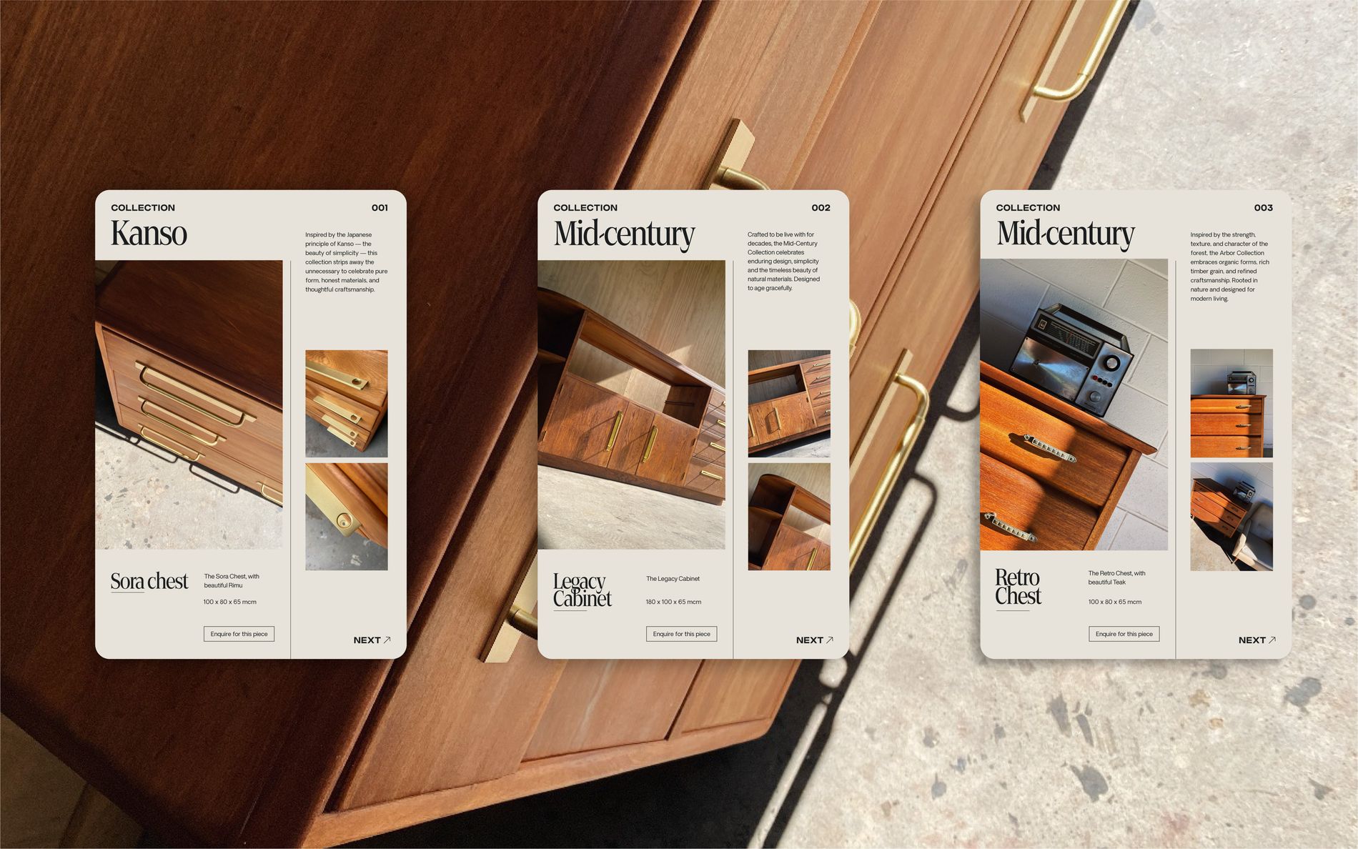 Braden James collection cards &mdash; Kanso, Mid-century and Retro pieces