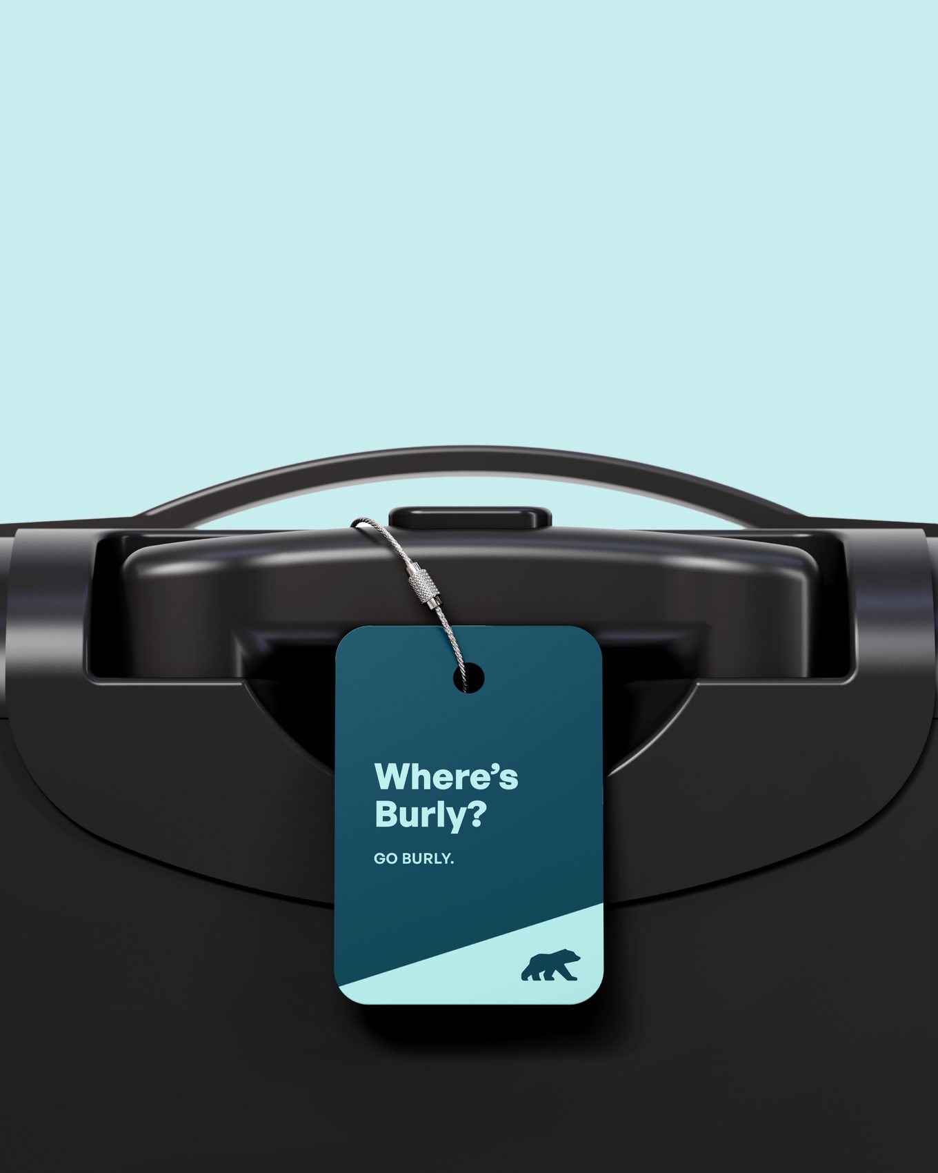 Where&rsquo;s Burly? tag on a hard case